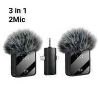 3-in-1 belaidžiai klipso mikrofonai su apsauga nuo vėjo Mini mikrofonas garso ir vaizdo įrašymui, tiesioginėms transliacijoms iOS Android