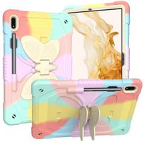 For Samsung Tab Case S10 Lite S9 S8 S7 Plus FE A9 A8 S7fe Stand Case Butterfly Kickstand S10FE S10Lite Cover Funda for Children Tab S7Plus S7FE beige