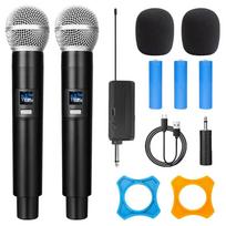 UHF Wireless Karaoke Microphone Rechargeable Dual Handheld Dynamic Microphone for Wedding Party Speech Church Club