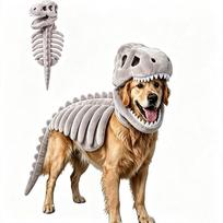 120cm/90cm Dinosaur Skeleton Dog Costume Funny Halloween Pet Outfit Large Animal Cosplay Clothes for Dogs 120cm pilka spalva