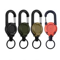 1/4Pcs Retractable Keychain with 60CM Steel Cord Heavy Duty Carabiner Badge Reel ID Holder Extendable Camping Hiking Hanging Buckle Keyring G black