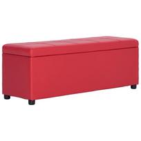 Storage Bench with Storage Compartment 116 cm Red Faux Leather