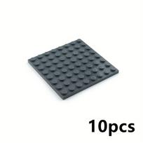 10 vnt. 8x8 statybinių kaladėlių pagrindo plokštė, suderinama su 41593 plokšte, plonos figūrėlės, kaladėlės, pasidaryk pats, vaikams, edukaciniai, surenkami kaladėlių žaislai gray