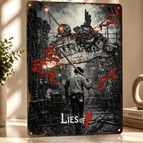 Lies of P Video Game Poster Retro D Printed Metal Signs Customized Wall Hanging Gift for Luxury Decoration Home Decor Ornaments 30x40cm(11.8x15.7inch) gray