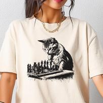 Cat Playing Chess Shirt Chess Player Mom Gift Chess Dad Gift Chess Cat Shirt Vintage Cats Shirt 120 black