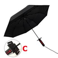 Japanese Katana Sword Umbrella 3 Fold Portable Samurai Bleach Kurosaki Ichigo Roronoa Zoro Wind Resistant Sun Parasol Role Play C TYPE - Black black