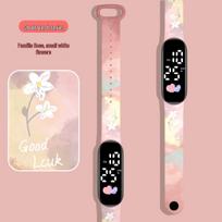 Girls' Charming Heart Astronaut LED Touch Waterproof Bracelet Watch white