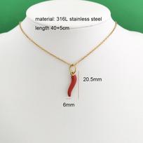 Women Pendant Necklace Stainless Steel Red Pepper Coral Heart Slim Choker Gold Waterproof Sex Elegant Gift white