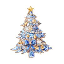 1Pcs Unisex 2-Color Beautiful Winter Pine-Tree New Year Plants Party Brooch Pins Bowknot Christmas Tree Brooches For Women A2 white