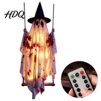 Halloween Ghost Decoration Hanging Swing Decoration, Spooky Light Up Large Swinging Front Porch Holiday Display with Blood Fabric for Yard Tree Party A multi