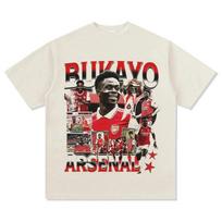 2026 Bukayo Saka medvilninis vyriškas futbolo marškinėlis Arsenal marškinėlis Atminimo marškinėlis Vasarinis Unisex Oversized trumpomis rankovėmis marškinėlis M white