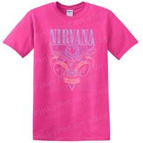 Nirvana Music T Shirt Cool Graphic Vintage Style Band Tee Retro Design M pink