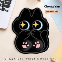 Big-eyed Cat Mouse Pad Soft Comfortable Wrist Rest Typing Pad Non-Slip Dirt-resistant Ergonomic Mouse Pad For Computer Office gray