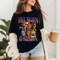 Five Nights At Freddys T Shirt Horror Game Print Unisex Unisex Unisex Modal Soft Short Sleeve Game Black White Casual Tees 4XL black