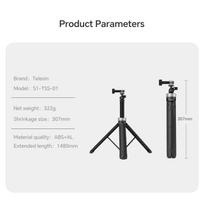TELESIN 360° Rotation 1.5M Selfie Stick Foldable Tripod For GoPro Hero 13 12 11 10 9 8 7 6 5 Insta360 DJI Osmo Action