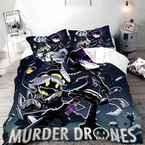 Cartoon Murder Drones Duvet Cover Pillowcase Bedding Set Adult Boy Girl Bedroom Decoration Children Single Double Large Size 155x200cm gray