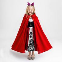 Halloween Hooded Cape Silk Dress Costume for Girls 150cm juoda/raudona