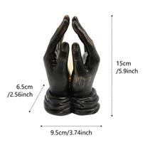 Creative Resin Home Garden Palm Night Light Statue with Prayer Hands, Garden Decoration Hands with lights black