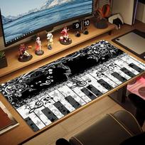 Piano Note Color Mouse Pad Large Gaming Table Cushion Non-slip Laptop Tablet Big Mousepad XXL Mat Mini PC Playmat With Lock edge 30cmx60cm(11.8x23.6inch) black