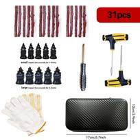Multi-Vehicle Tire Repair Kit - Emergency Plug Tools for Car/Truck/Motorcycle Puncture Fixes 31PCS black
