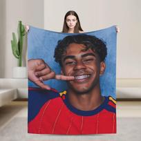 Football L-Lamine Yamal Spain Blanket Flannel Autumn Multi-function Super Warm Throw Blankets for Bedding Couch Bedspreads 150x200cm gray