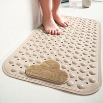 Cloud Massage Anti-Slip TPE Bath Mat with Suction Cups and Drainage Holes 70x40 cm chaki