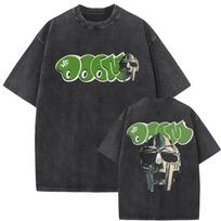 Unisex Washed Vintage MF Doom MM FOOD Graphic T-Shirt - Dark, Loose Fit L black