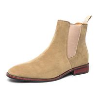 Nauji Retro Klasikiniai Chelsea Batai Vyriški Karvės Zomšas Natūrali Oda Vyriški Ankle Boots Vyras Laisvalaikio Trumpi Batai Aukštakulniai Batai 45 beige