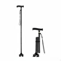 Foldable FourLegged Cane NonSlip Lightweight Adjustable for Seniors, Elderly, Travel Black Black black