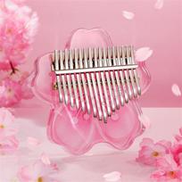 Cherry Blossoms Shape Kalimba Thumb Piano 17/ 21-Tone Acrylic Finger Piano Keyboard Instrument Painting 17 Tones + Gifts white
