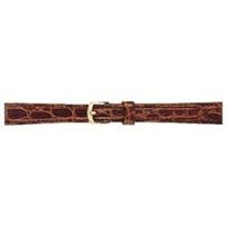 SEIKO Genuine Replacement Watch Strap, Water-Repellent Crocodile-Pattern Cowhide Leather Band, Model DE75, Men's brown