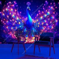 Bohemian Peacock Wall Hanging UV Tapestry Vibrant Luminous Feathers Art Colorful Home Decor Room Dormitory Wall Decorations 100X70CM blue