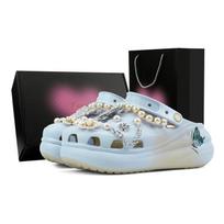 Crocs Crush Clog EVA Bow Fashion Trend Simple Gift Box Hole Shoes for Men and Women Light Blue 38-39 šviesiai mėlyna spalva