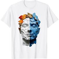 Men Abstract Motif Sculpture Artwork Face Men T-Shirt XXXXXL balta