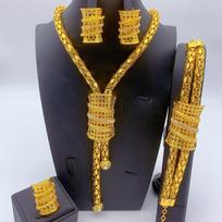 New 24K Fashion Necklace Set Women's Banquet Dress Accessories Necklace Earrings Bracelet Ring 2026 45CM black