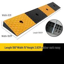 Sustorinta guminė bortelio rampos greičio kalnelio kilimėlis transporto priemonėms 100L*15W*3H cm (Half-solid rubber) orange
