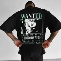 One Piece Anime Roronoa Zoro Printed T shirt Men's and Women's T shirt Men's Top Sports T shirt Men's T shirt Harajuku Y2K Tee 130 black