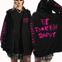 Roko dainininkas Yungblud Būk Laimingas Užtraukiamas Džemperis Vyras Moteris Harajuku Ilgomis Rankovėmis Hip Hop Megztinis Užtraukiamas Džemperis S juoda