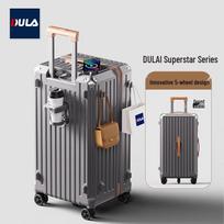 DULA Išmanūs 5 ratų lagaminai su puodelio laikikliu ir USB įkrovimu 24 inch gray