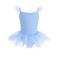 Sequins Girls Ballet Tutu Skirts Dance Leotards Open Back Children Ballet Stage Performance Costumes 140 mėlyna