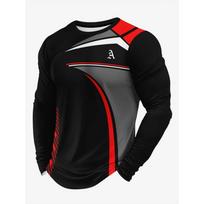 Men's Long Sleeve T-Shirt | Printed Round Neck Top | Versatile for Workout, Outdoor & Daily Casual XL black