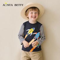 Aostabetty Kids Long Sleeve T Shirt Glow In Dark Rocket Western Style Autumn 7Y juoda
