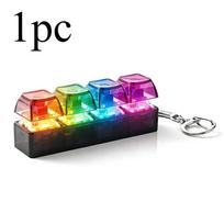 Rgb Keyboard Fidget Toy With Lights For Stress Relief Decompression Calming Accessories 4-Button Fingertip Keyboard Keychain black