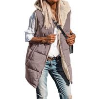 Solid Color Hooded Cotton Vest Reversible Slim Open Front Plus Size Jacket for European American XXXXL kupranugaris