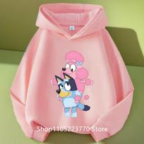 2026 Mėlynas Bluey Hoodie Mažyliams Su Ribotu Rankogaliu Žieminis Su Animaciniu Anime Spaudiniu Jaukus Džemperis Berniukams Mergaitėms 140 pink