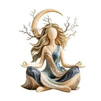 Zen Style Sun Moon Goddess Resin Statue Faceless Seated Serenity Goddess Figurine  Home Decor mėlyna