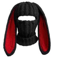 Helovino Balaklava Juokinga kaukė su gobtuvu Ilgos triušio ausys Kepurė Triušio ausys Balaklava child black