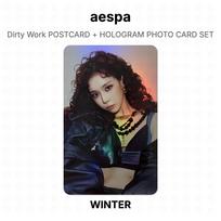 aespa Dirty Work POSTCARD + HOLOGRAM PHOTO CARD SET Official Photocard WINTER gray