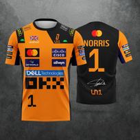 Vyriški ir moteriški lenktynių marškinėliai - Vairuotojas #1 Lando Norris & Vairuotojas #81 Piastri Gerbėjų viršutiniai drabužiai Sportiški kasdieniai trumparankoviai M orange