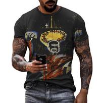 Vasaros pieštuku pieštas 3D spausdintas marškinėlis vyriškas gatvės madingas sportinis trumpomis rankovėmis marškinėlis 6XL black